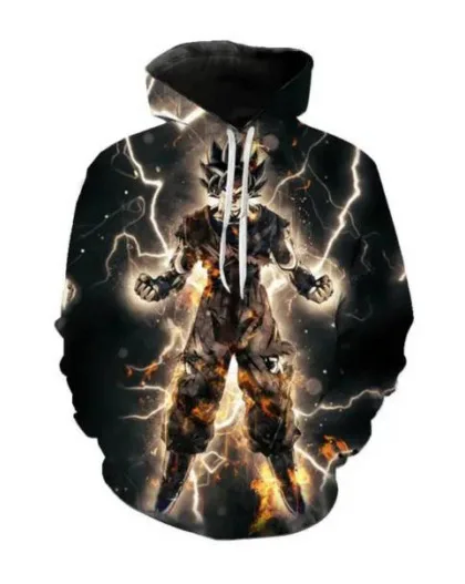 Goku SSJ2 Lightning Thunder Powerful Hoodie Unisex
