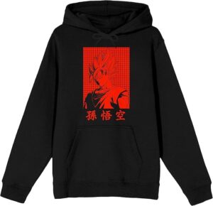 Bioworld Dragon Ball Z Red Goku Character Black Graphic Hoodie