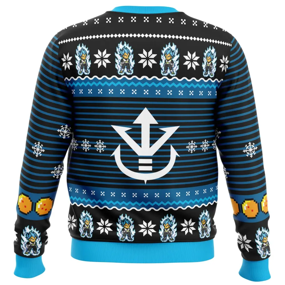 Super Saiyan Blue Vegeta Ugly Christmas Sweater Back