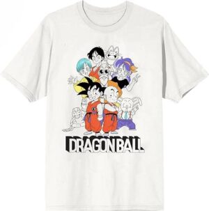 Dragon Ball Classic Group Image Crew Neck Short Sleeve Men's White T-Shirt