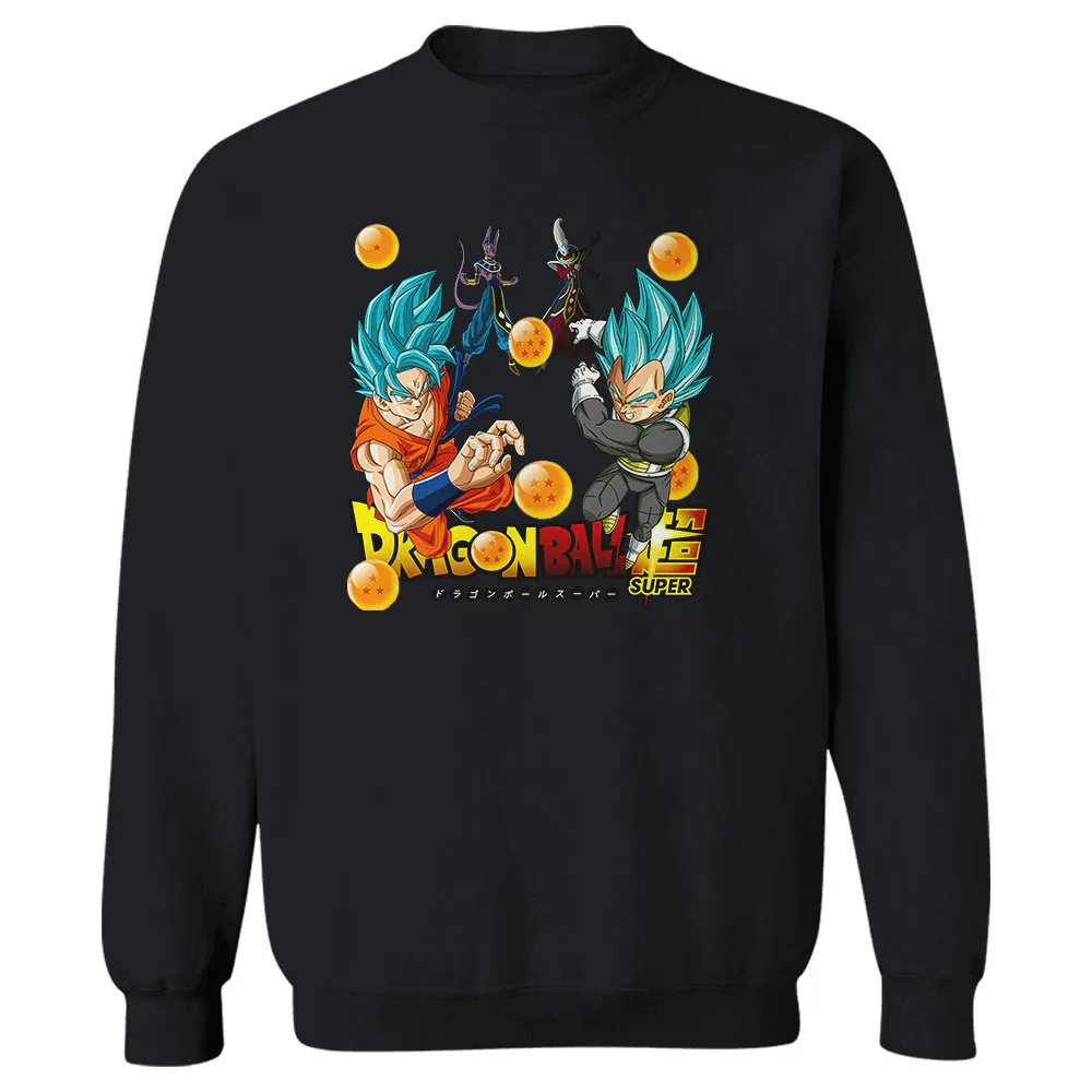 Super Saiya Blue Crew Neck Long Sleeve Sweatshirt