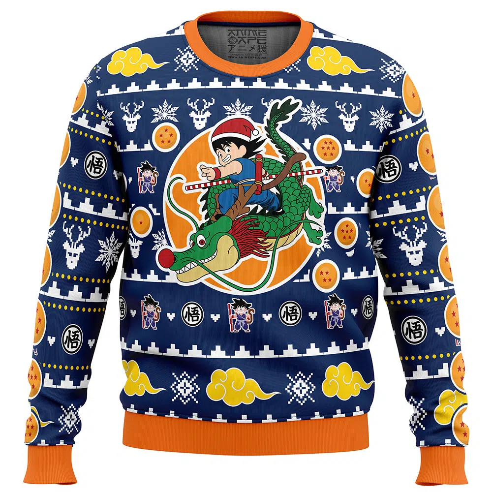 Christmas Kid Goku and Shenron Dragon Ball Z Ugly Christmas Sweater