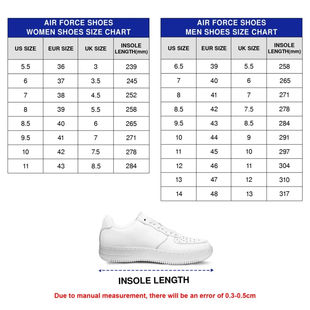 Son Goku Supper Blue Custom Air Force Shoes Size Guide