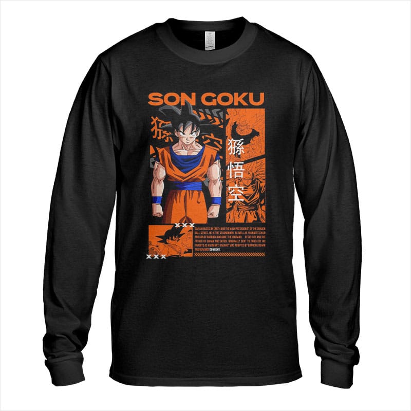 Bold Dragon Ball Son Goku Long Sleeve T-Shirt
