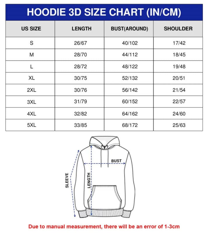 Hoodie 3D Size Guide