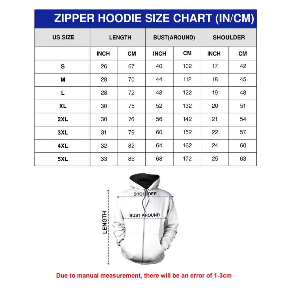 Zipper-Hoodie-Size