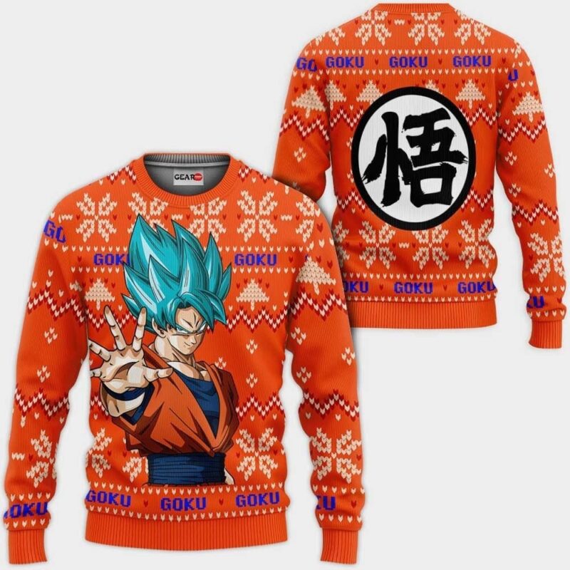 Goku Supper Blue Ugly Christmas Sweater