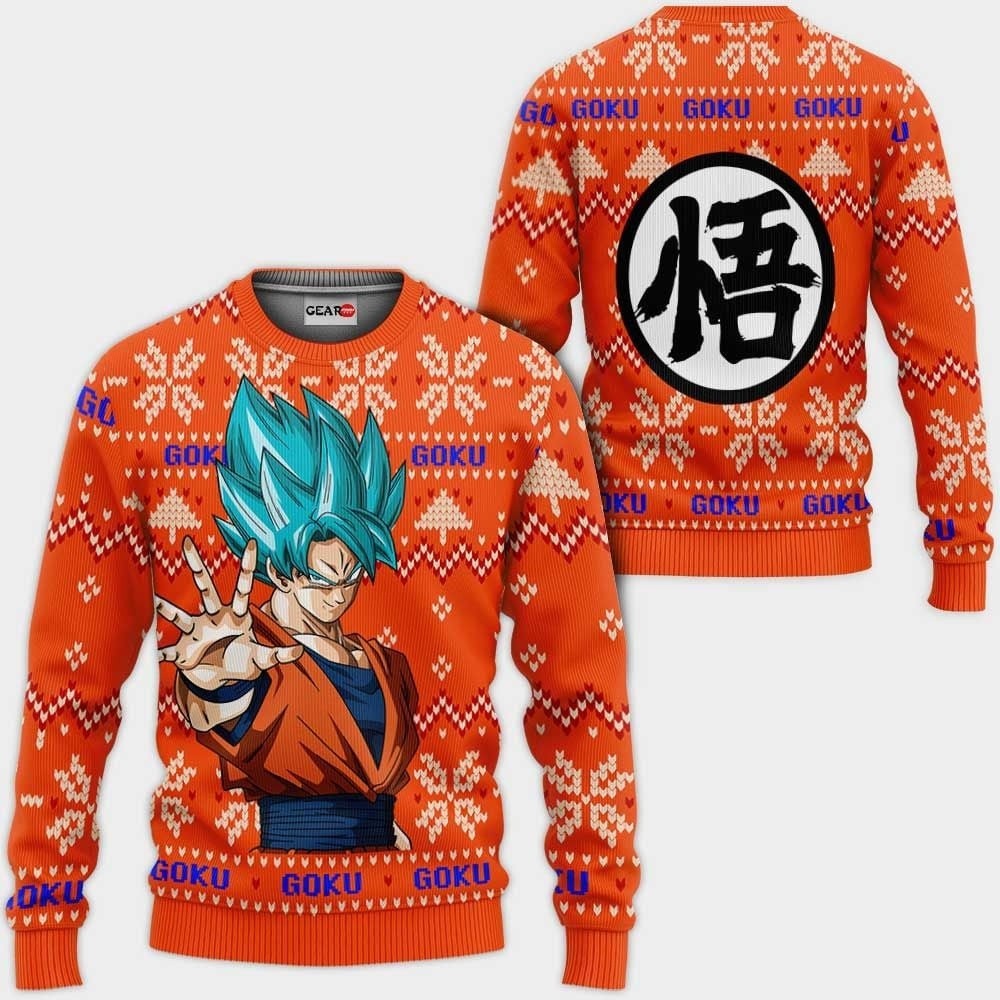 Goku Supper Blue Ugly Christmas Sweater